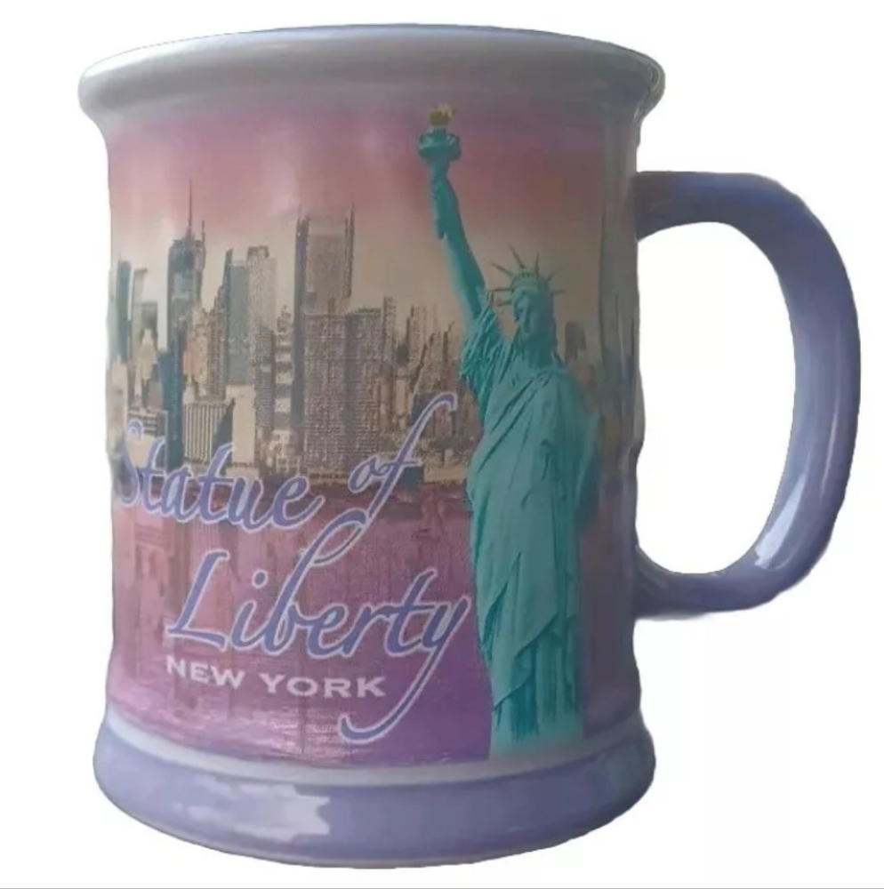 Statue of Liberty Museum Store New York Ceramic Coffee Mug Watercolors Purple